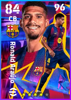 Ronald Araujo eFootball 2026 player card — 84 OVR CB