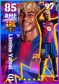 Lamine Yamal eFootball 2026 player card — 85 OVR RMF