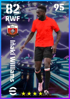 Inaki Williams eFootball 2026 player card — 82 OVR RWF