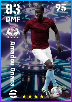 Amadou Onana eFootball 2026 player card — 83 OVR DMF
