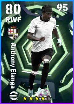 Anthony Elanga eFootball 2026 player card — 80 OVR RWF