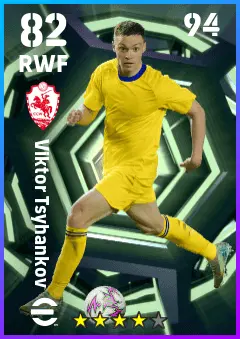 Viktor Tsygankov eFootball 2026 player card — 82 OVR RWF