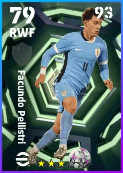 Facundo Pellistri eFootball 2026 player card — 79 OVR RWF