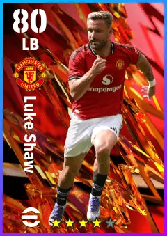 Luke Shaw eFootball 2026 player card — 80 OVR LB