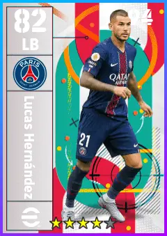 Lucas Hernandez eFootball 2026 player card — 82 OVR LB