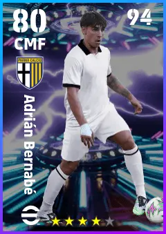Adrian Bernabe eFootball 2026 player card — 80 OVR CMF