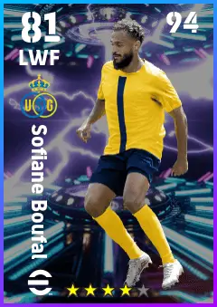 Sofiane Boufal eFootball 2026 player card — 81 OVR LWF
