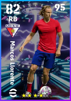 Marcos Llorente eFootball 2026 player card — 82 OVR RB