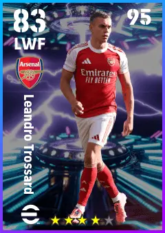 Leandro Trossard eFootball 2026 player card — 83 OVR LWF