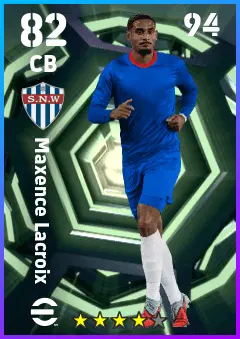 Maxence Lacroix eFootball 2026 player card — 82 OVR CB