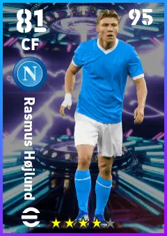 Rasmus Hojlund eFootball 2026 player card — 81 OVR CF