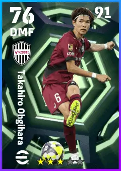 Takahiro Ohgihara eFootball 2026 player card — 76 OVR DMF