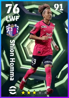 Shion Homma eFootball 2026 player card — 76 OVR LWF