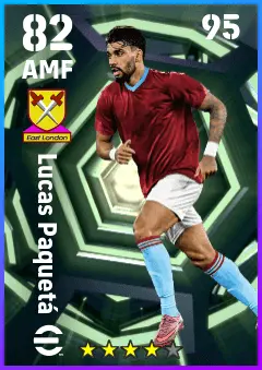 Lucas Paqueta eFootball 2026 player card — 82 OVR AMF