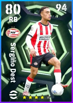 Sergino Dest eFootball 2026 player card — 80 OVR RB