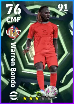 Warren Bondo eFootball 2026 player card — 76 OVR CMF