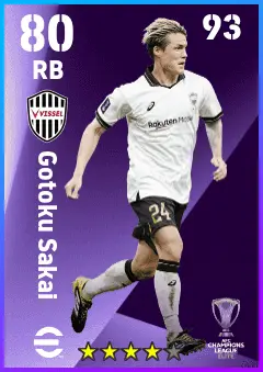 Gotoku Sakai eFootball 2026 player card — 80 OVR RB