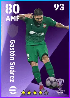 Gaston Suarez eFootball 2026 player card — 80 OVR AMF