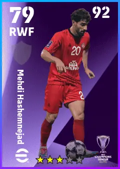 Mehdi Hashemnejad eFootball 2026 player card — 79 OVR RWF