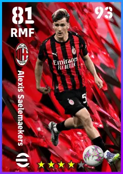 Alexis Saelemaekers eFootball 2026 player card — 81 OVR RMF