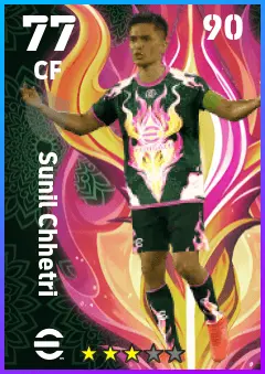 Sunil Chhetri eFootball 2026 player card — 77 OVR CF