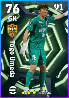 Togo Umeda eFootball 2026 player card — 76 OVR GK