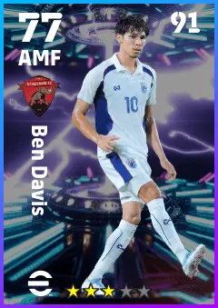Ben Davis eFootball 2026 player card — 77 OVR AMF