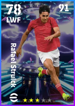 Rafael Struick eFootball 2026 player card — 78 OVR LWF