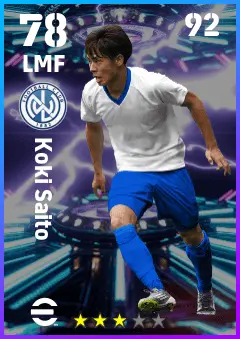 Koki Saito eFootball 2026 player card — 78 OVR LMF