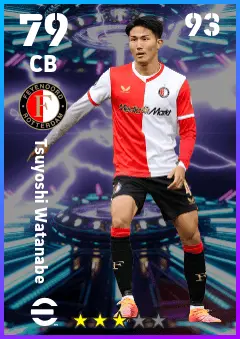 Tsuyoshi Watanabe eFootball 2026 player card — 79 OVR CB