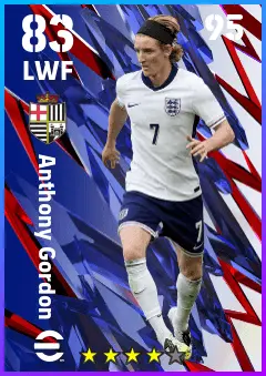 Anthony Gordon eFootball 2026 player card — 83 OVR LWF