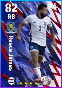 Reece James eFootball 2026 player card — 82 OVR RB