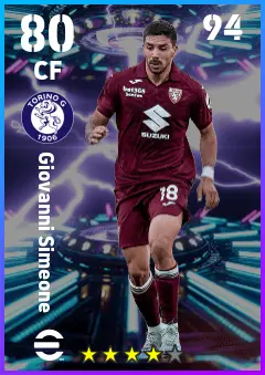 Giovanni Simeone eFootball 2026 player card — 80 OVR CF