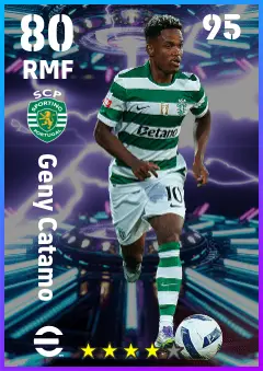 Geny Catamo eFootball 2026 player card — 80 OVR RMF