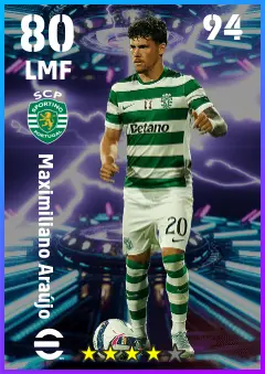 Maximiliano Araujo eFootball 2026 player card — 80 OVR LMF