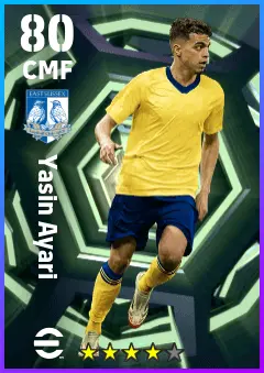 Yasin Ayari eFootball 2026 player card — 80 OVR CMF
