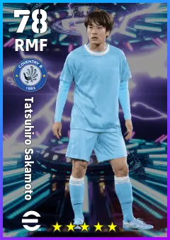 Tatsuhiro Sakamoto eFootball 2026 player card — 78 OVR RMF