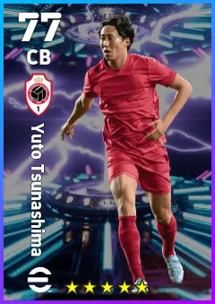 Yuto Tsunashima eFootball 2026 player card — 77 OVR CB