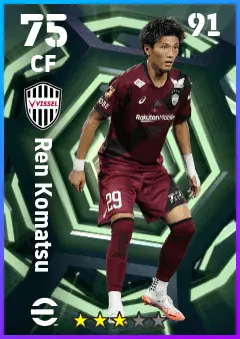 Ren Komatsu eFootball 2026 player card — 75 OVR CF