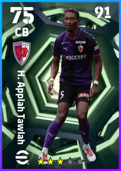 H. Appiah Tawiah eFootball 2026 player card — 75 OVR CB