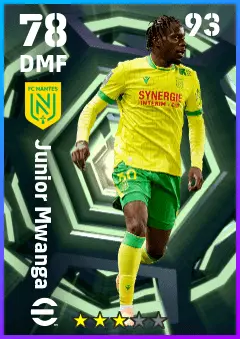 Junior Mwanga eFootball 2026 player card — 78 OVR DMF