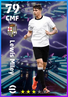 Lewis Miley eFootball 2026 player card — 79 OVR CMF