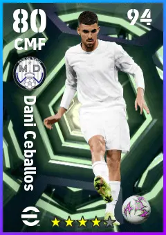 Dani Ceballos eFootball 2026 player card — 80 OVR CMF