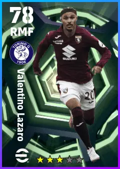 Valentino Lazaro eFootball 2026 player card — 78 OVR RMF