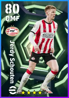 Jerdy Schouten eFootball 2026 player card — 80 OVR DMF