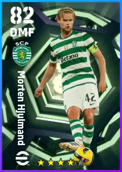 Morten Hjulmand eFootball 2026 player card — 82 OVR DMF