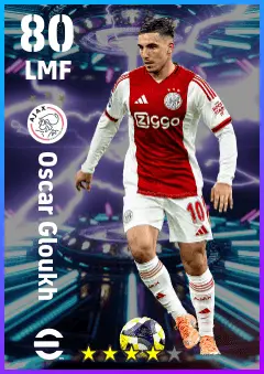 Oscar Gloukh eFootball 2026 player card — 80 OVR LMF
