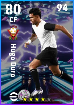 Hugo Duro eFootball 2026 player card — 80 OVR CF