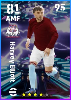 Harvey Elliott eFootball 2026 player card — 81 OVR AMF