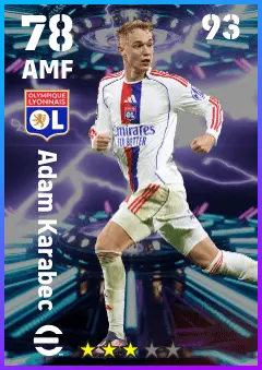 Adam Karabec eFootball 2026 player card — 78 OVR AMF